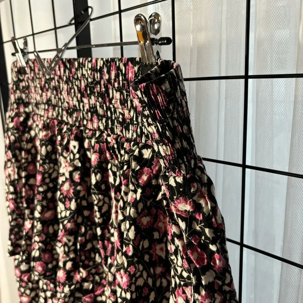 Lane Bryant Ditsy Floral Black and Pink Ruffled Skirt EUC